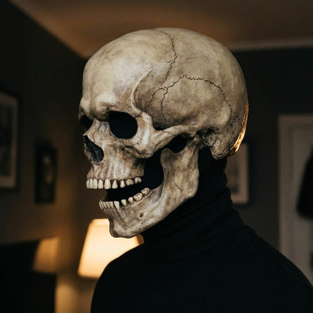 Movable Jaw Full Head Latex Skull Mask for Halloween