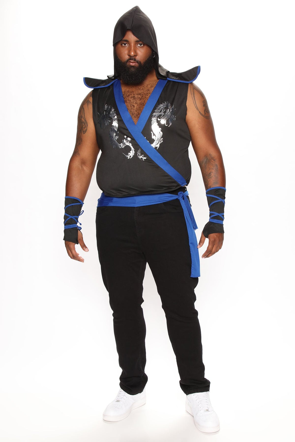 Black and Blue Stealth Warrior Costume Set with Sash
