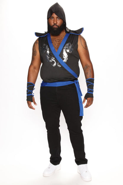 Black and Blue Stealth Warrior Costume Set with Sash