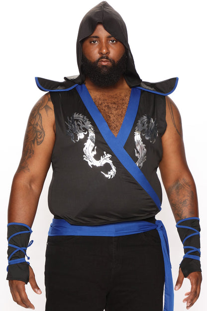 Black and Blue Stealth Warrior Costume Set with Sash