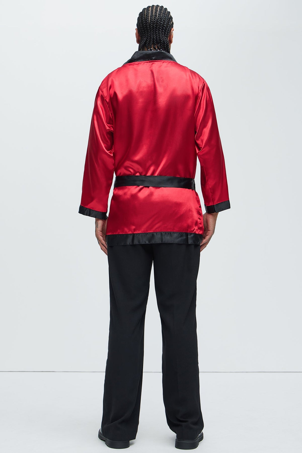 Belted Lounge Robe Costume Set with Pipe Accessory for Men