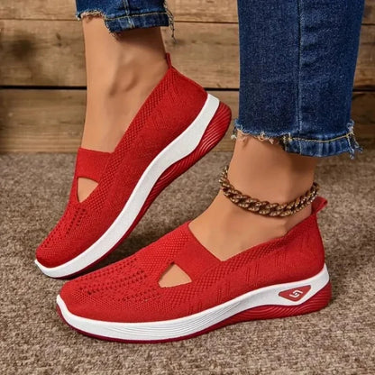 Ladies Breathable Knit Upper Trainers with Cushioned Insole and Lace Up Closure