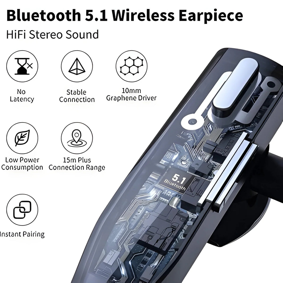 Bluetooth 5.1 Over Ear Driver Headset with Two Microphones and Boom Arm for Calls