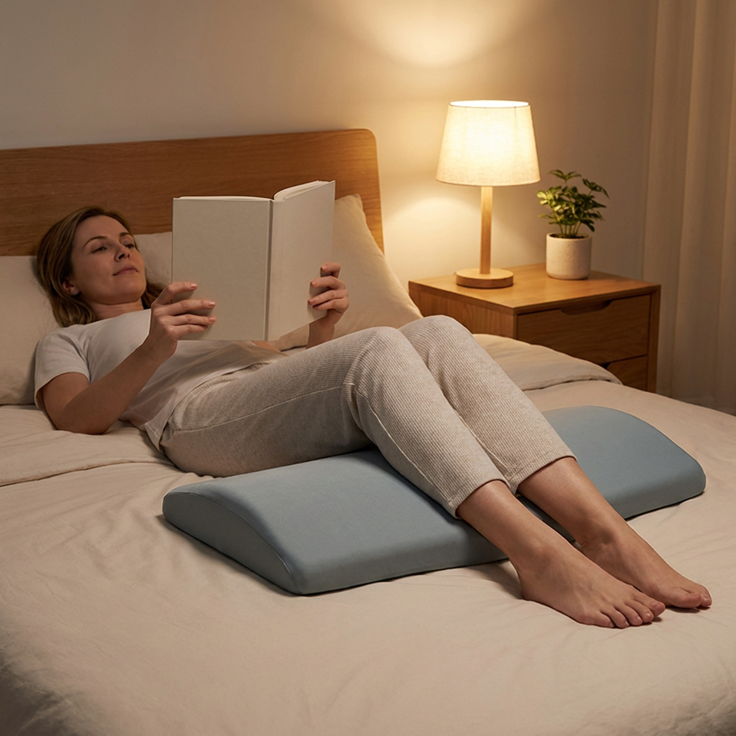 Memory Foam Lumbar Pillow with Tapered Edges and Soft Knit Cover, 23.6in Width