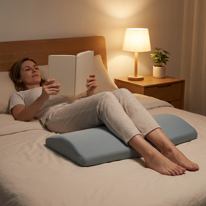 Memory Foam Lumbar Pillow with Tapered Edges and Soft Knit Cover, 23.6in Width