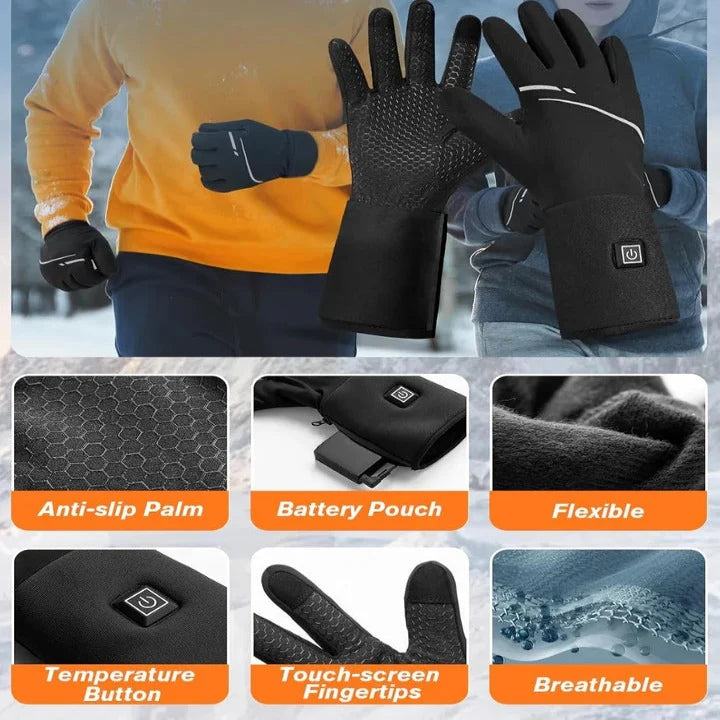 Slim Fit Battery Powered Inner Gloves with Three Heat Levels and Touchscreen Tips