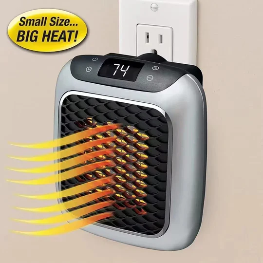 Wall Mounted Ceramic Mini Heater with Wireless Remote and 12 Hour Timer, 800W