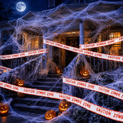 Wispy White Cobweb Bags with 40 Plastic Spiders in Six Coverage Sizes for Hedges Porches and Rooms