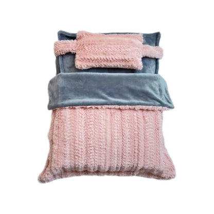 Fluffy Dog and Cat Cushion Bed with Detachable Cover and Bonus Pillow