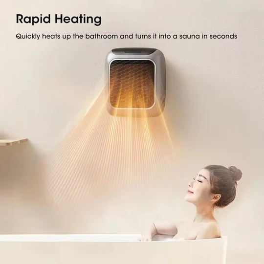 Wall Mounted Ceramic Mini Heater with Wireless Remote and 12 Hour Timer, 800W
