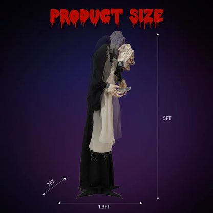 Animated Halloween Yard Figure with Motion Sensors and LED Eyes, 5ft Tall
