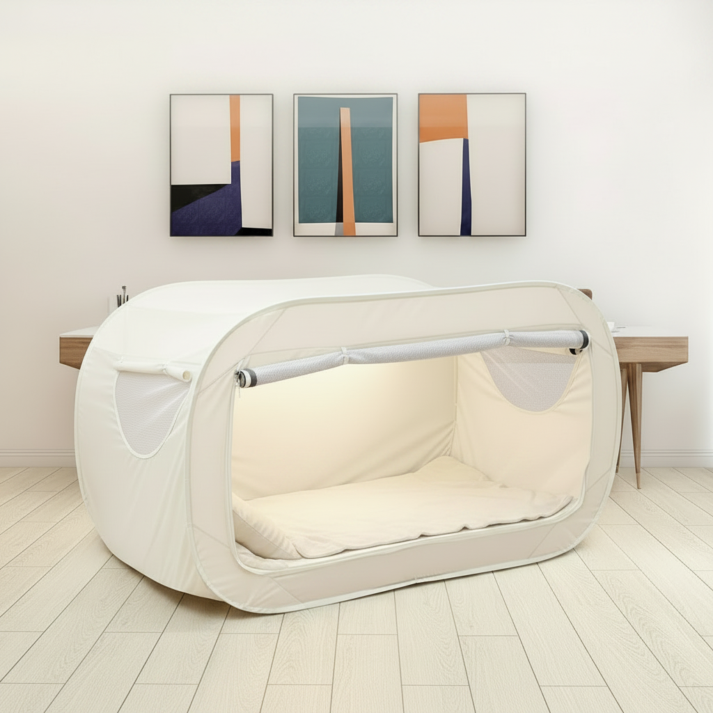 Enclosed Bed Tent with Mesh Ventilation and Dual Zipper Access Design