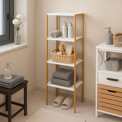 4-Tier Bamboo Bath Shelf, White