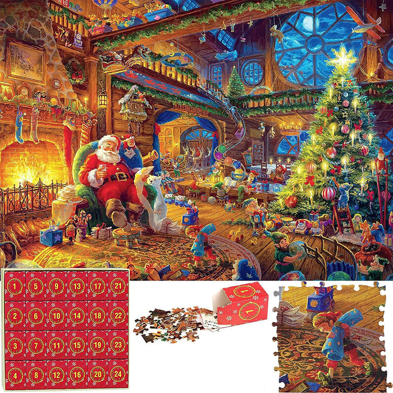 Christmas Jigsaw Advent Calendar with 1008 Pieces Across 24 Boxes and a Picture Poster