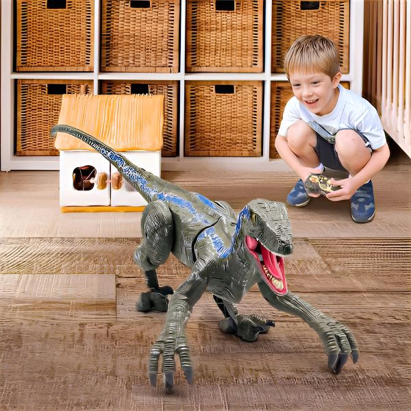 Remote Control Velociraptor Dinosaur Toy with Lights and Sounds