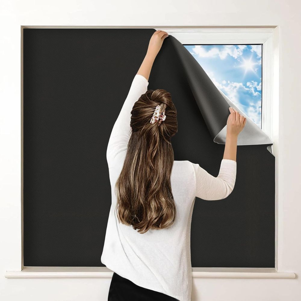 Static Cling Blackout Window Shade with Heat Reflection and Reusable Application