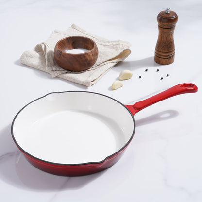 Enameled Cast Iron Fry Pan, Ombre Red