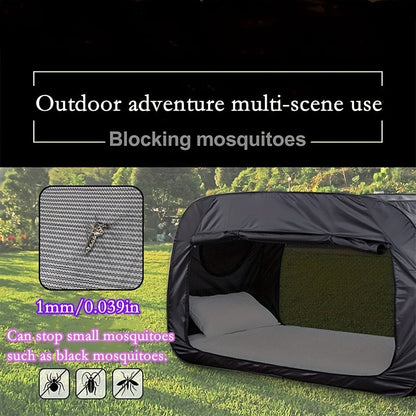 Enclosed Bed Tent with Mesh Ventilation and Dual Zipper Access Design