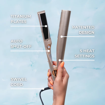 Hair Straightener and Curler with Titanium Plates and 360 Degree Swivel Cord