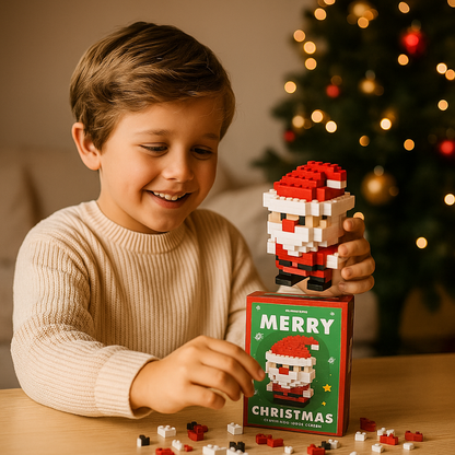 Interlocking Building Block Holiday Characters with Assembly Instructions
