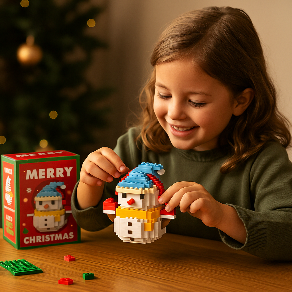Interlocking Building Block Holiday Characters with Assembly Instructions