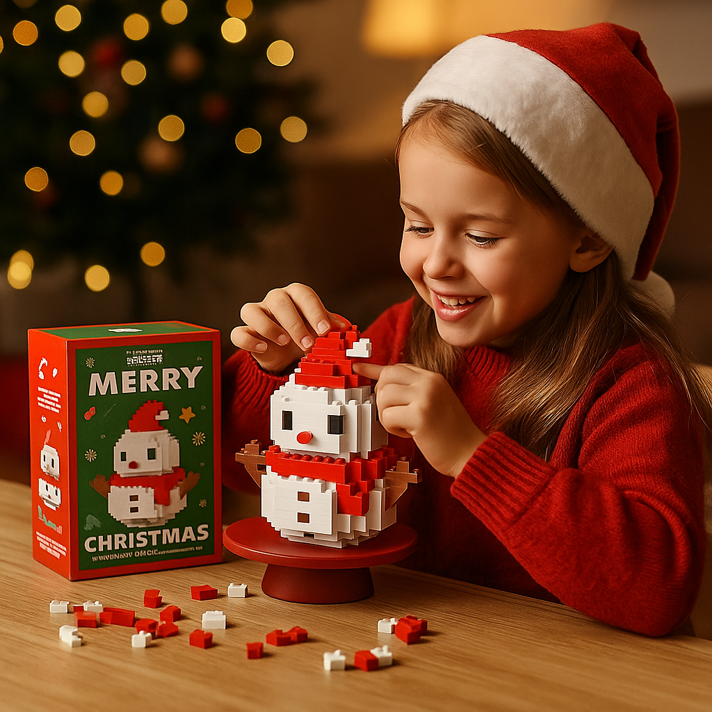 Interlocking Building Block Holiday Characters with Assembly Instructions