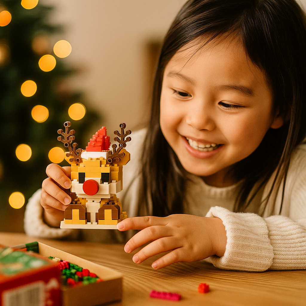 Interlocking Building Block Holiday Characters with Assembly Instructions
