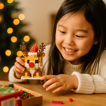 Interlocking Building Block Holiday Characters with Assembly Instructions