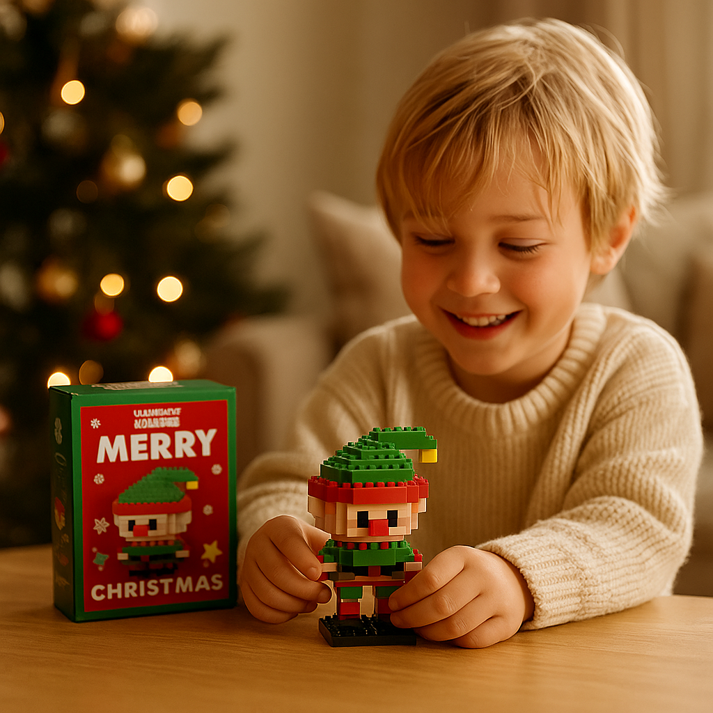 Interlocking Building Block Holiday Characters with Assembly Instructions