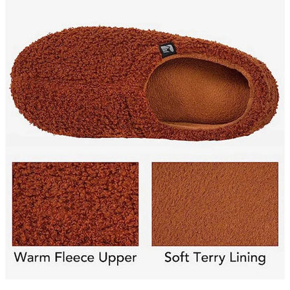 Fleece Indoor Slipper with Memory Foam Cushioning and Closed Back Heel Grip