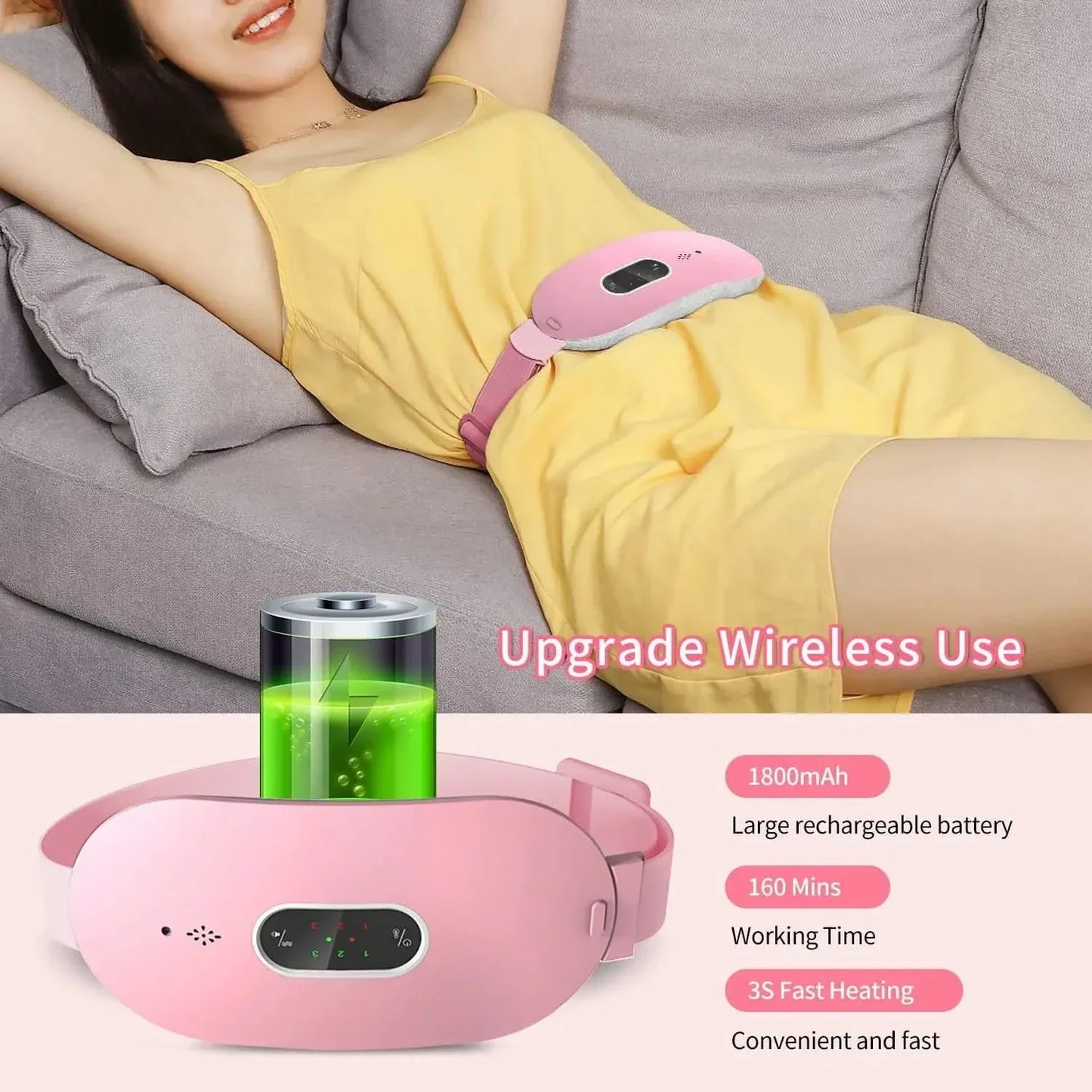 Heating Waistband Massager with 6 Heat Levels and Massage Modes