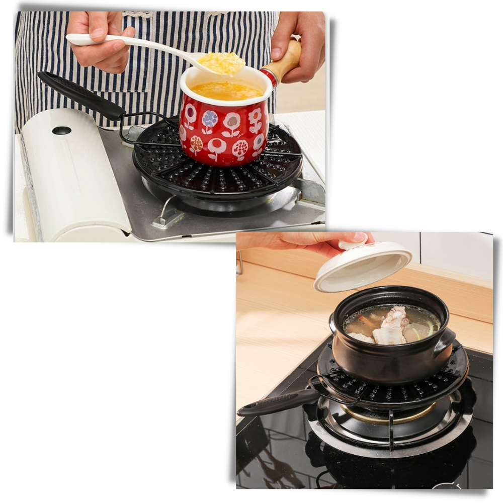 Iron Heat Diffuser Plate with Non Slip Surface and Centered Depression, Multi Burner Compatible