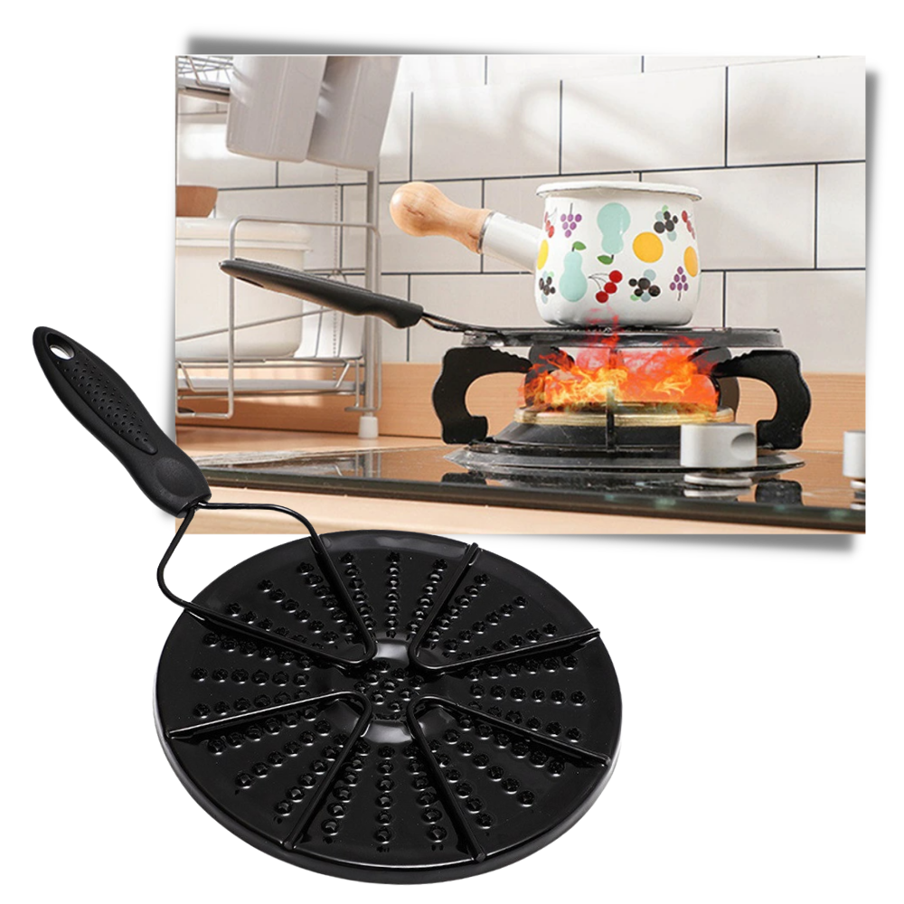 Iron Heat Diffuser Plate with Non Slip Surface and Centered Depression, Multi Burner Compatible
