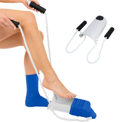 Sock Aid Tool with Extended Handles and Sponge Grip for Seated Dressing
