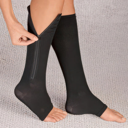 Easy Wear Zipper Compression Socks, 20-30 mmHg Firm Support