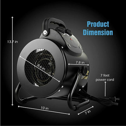 Space Heater with Forced Air Circulation and IPX4 Splash Resistance for Greenhouses