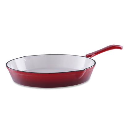 Enameled Cast Iron Fry Pan, Ombre Red