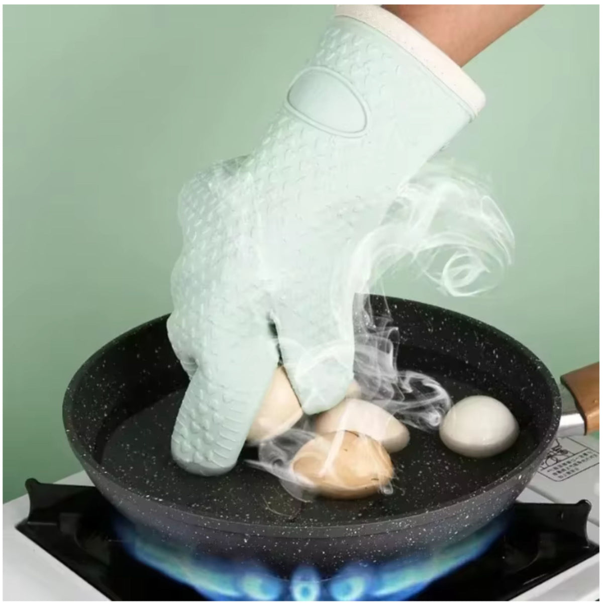 Silicone Oven Gloves with Five Finger Design and Textured Grip