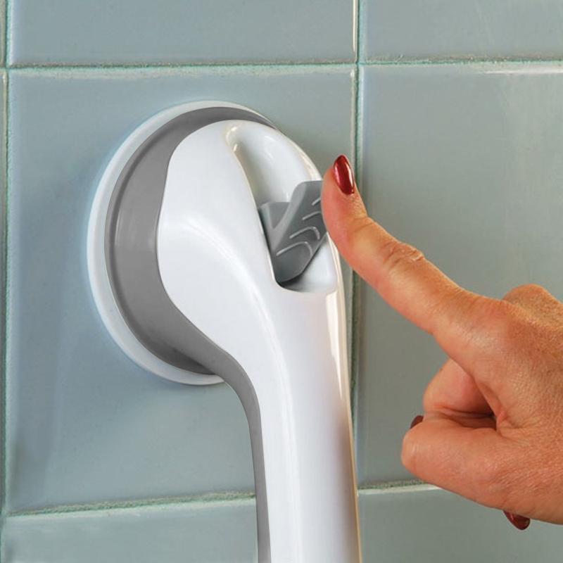 Suction Grab Bar with Textured Grip and Dual Mounting Cups for Bathroom