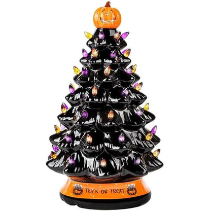 LED Ceramic Tree with Purple and Orange Beads for Holiday Decor