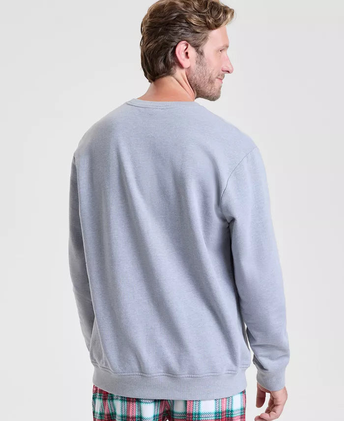 Longline Merry Plaid Sweatshirt with Crew Neck and Cotton Spandex Blend
