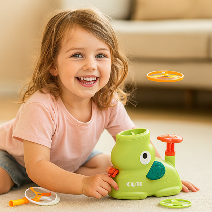 Foam Disc Launcher with Catching Net and Safety Glasses for Kids