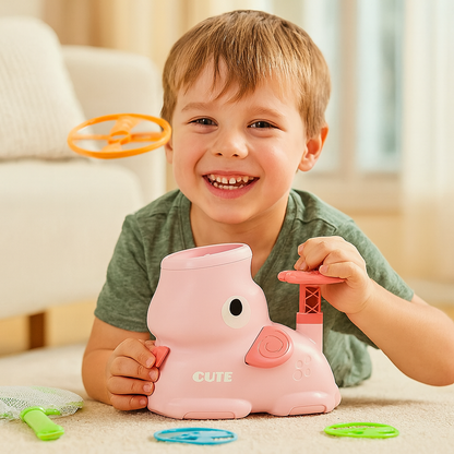Foam Disc Launcher with Catching Net and Safety Glasses for Kids