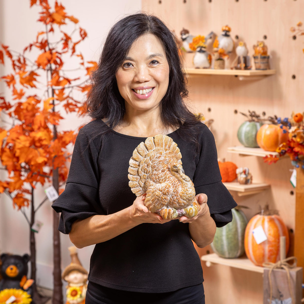 Decorative Fall Turkey Statue, 7 Inches