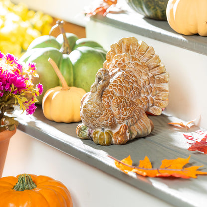Decorative Fall Turkey Statue, 7 Inches