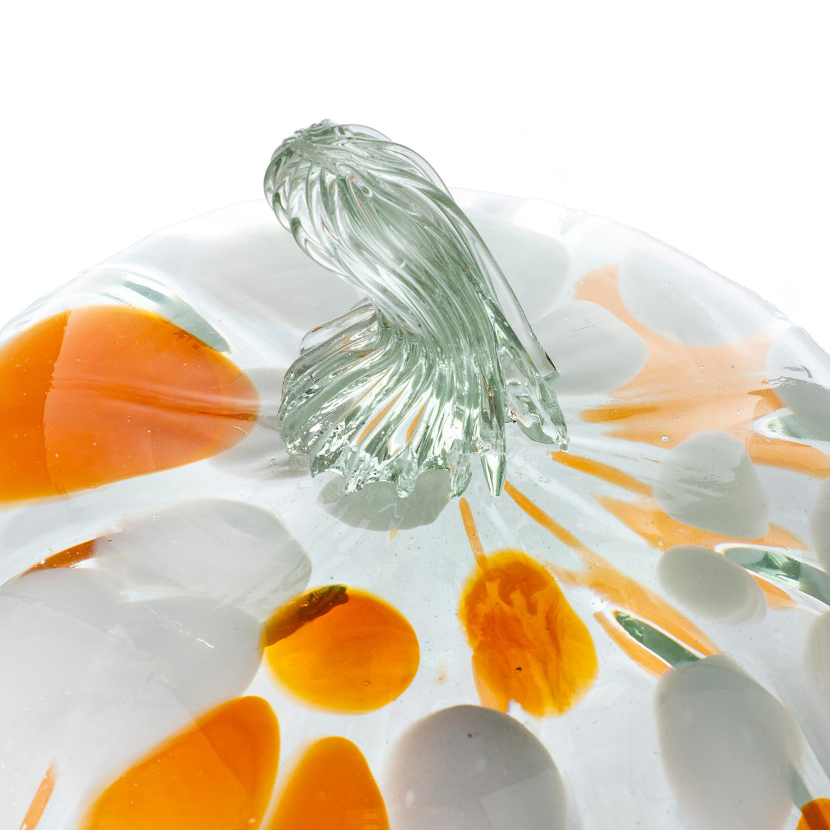 Recycled Glass Pumpkin with Textured Surface and Color Variations