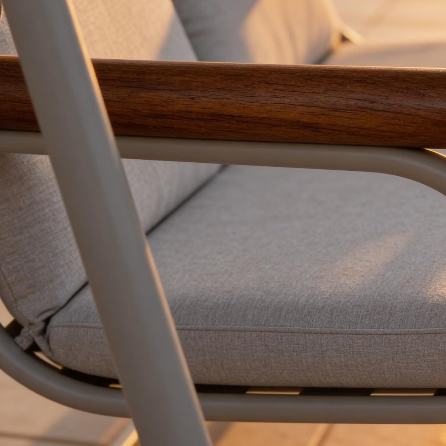 Cream 2-Seater Outdoor Patio Swing Chair with Aluminum Frame & Fabric Cushions