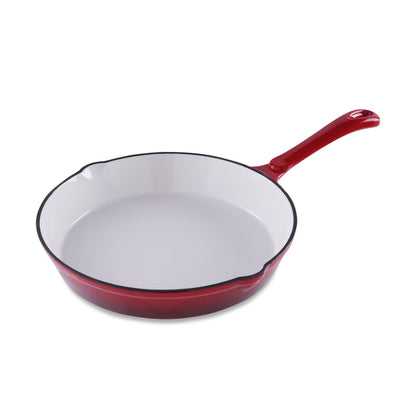 Enameled Cast Iron Fry Pan, Ombre Red
