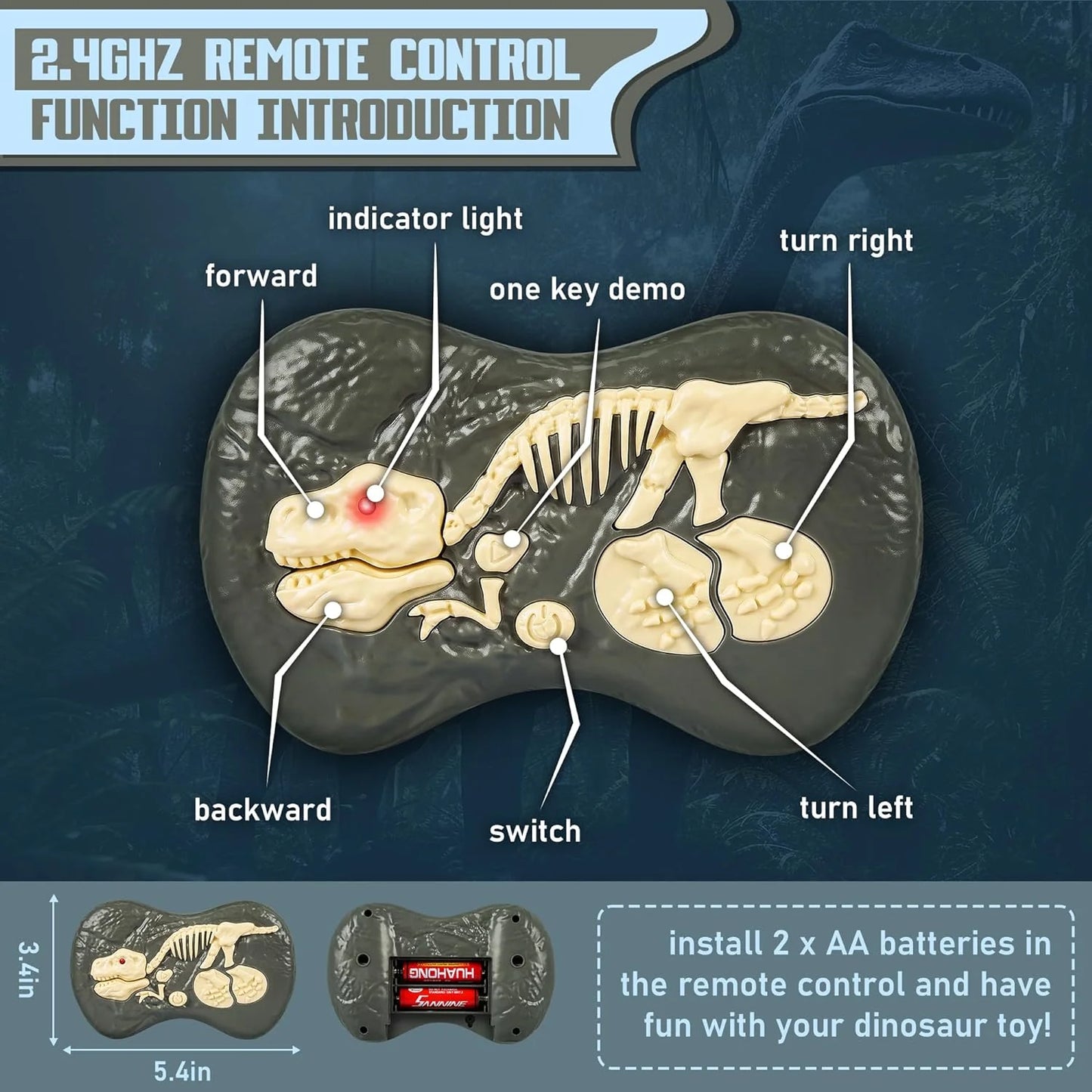 Remote Control Velociraptor Dinosaur Toy with Lights and Sounds