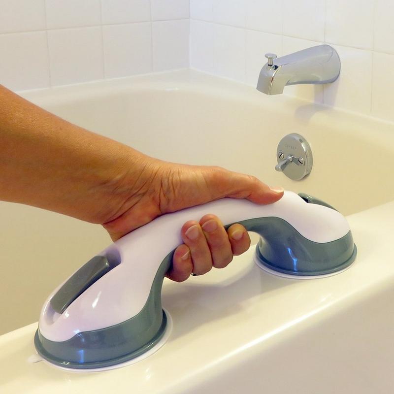 Suction Grab Bar with Textured Grip and Dual Mounting Cups for Bathroom